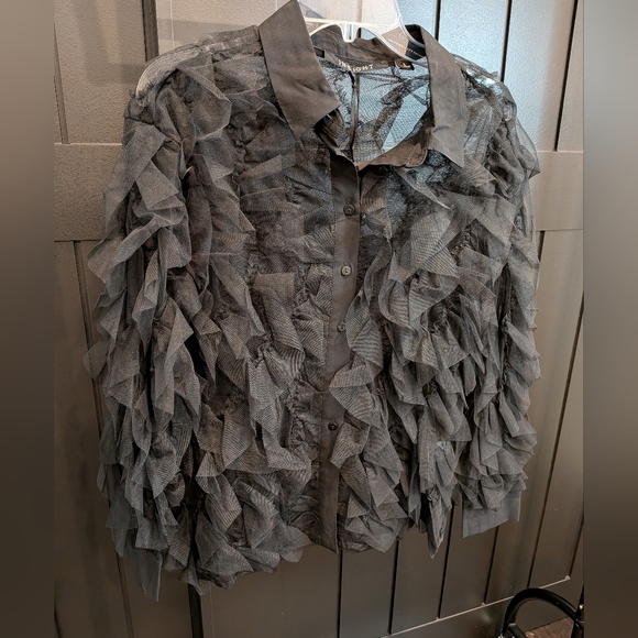 Insight Black Ruffled Blouse - Picture 2 of 4